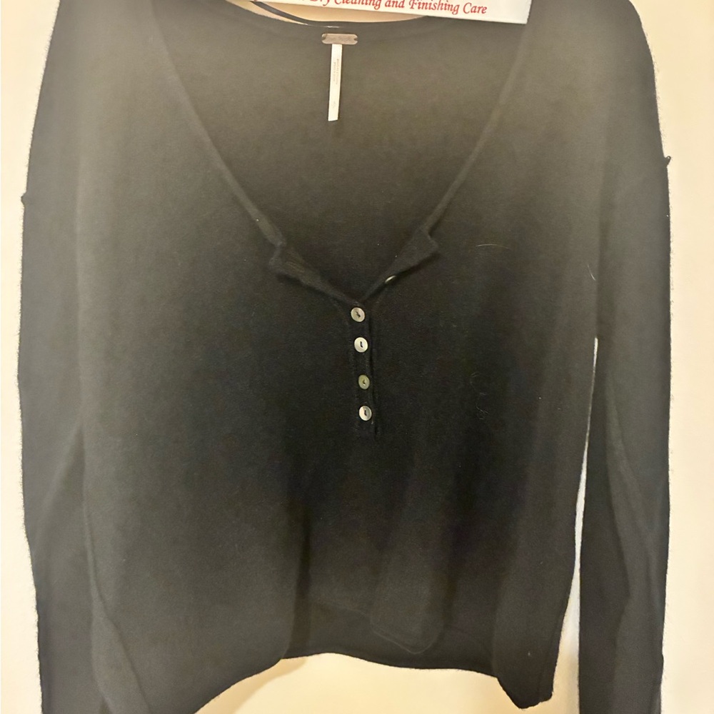 Free People Black Button-Down Women's Shirt